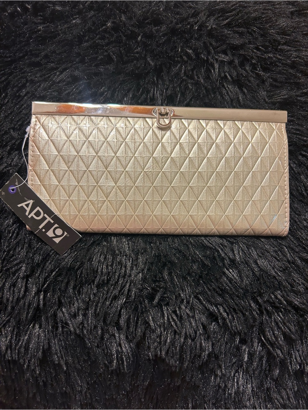 Apt. 9 Champagne Quilted Frame Wallet | Metallic Clutch Style Wallet